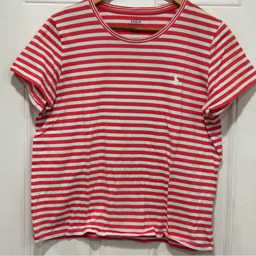 Polo by Ralph Lauren Red and White Striped Short Sleeve Tee